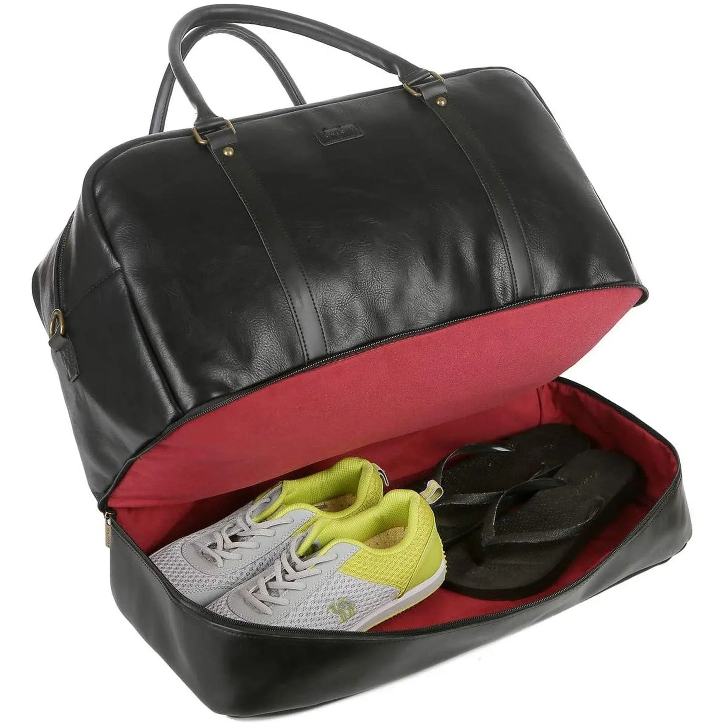 20″ Stylish Duffle Bag – Vegan Leather Weekender with Real Leather Accents