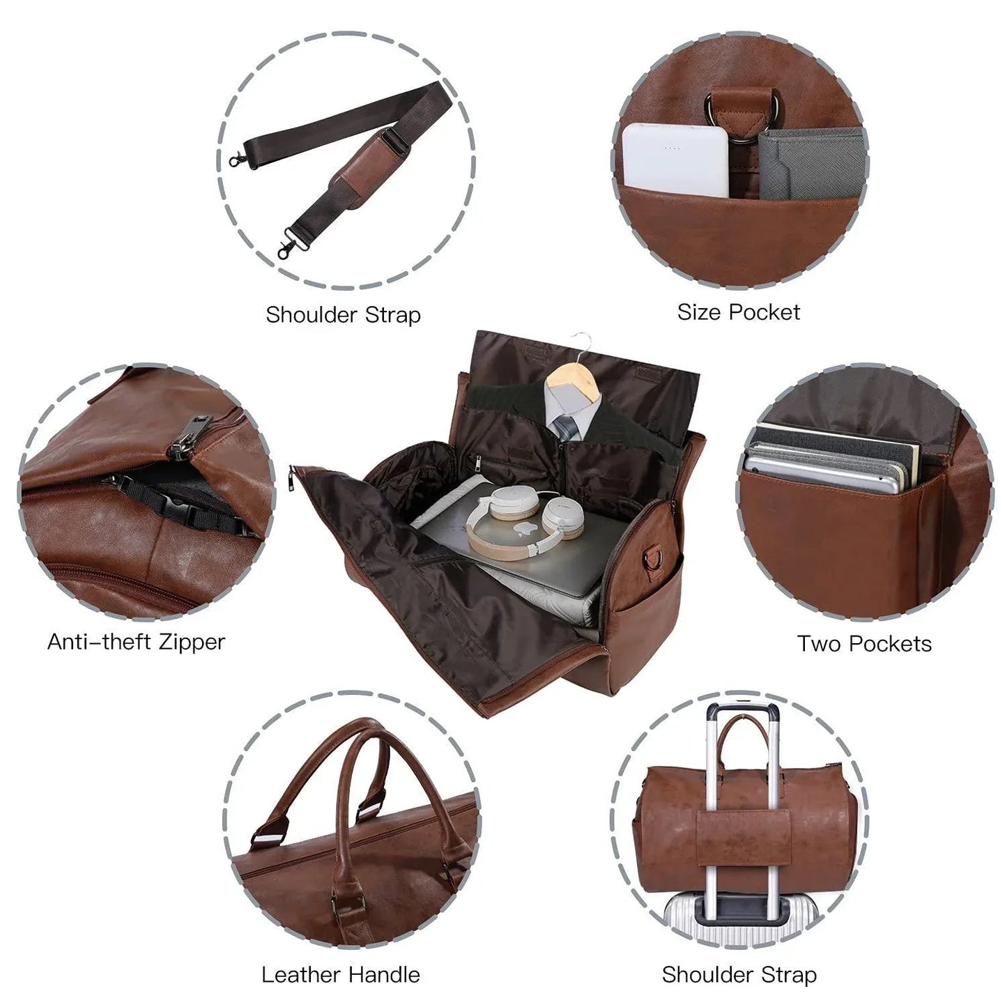 Pure Leather Duffel Bag – Classic 22″ Travel Weekender