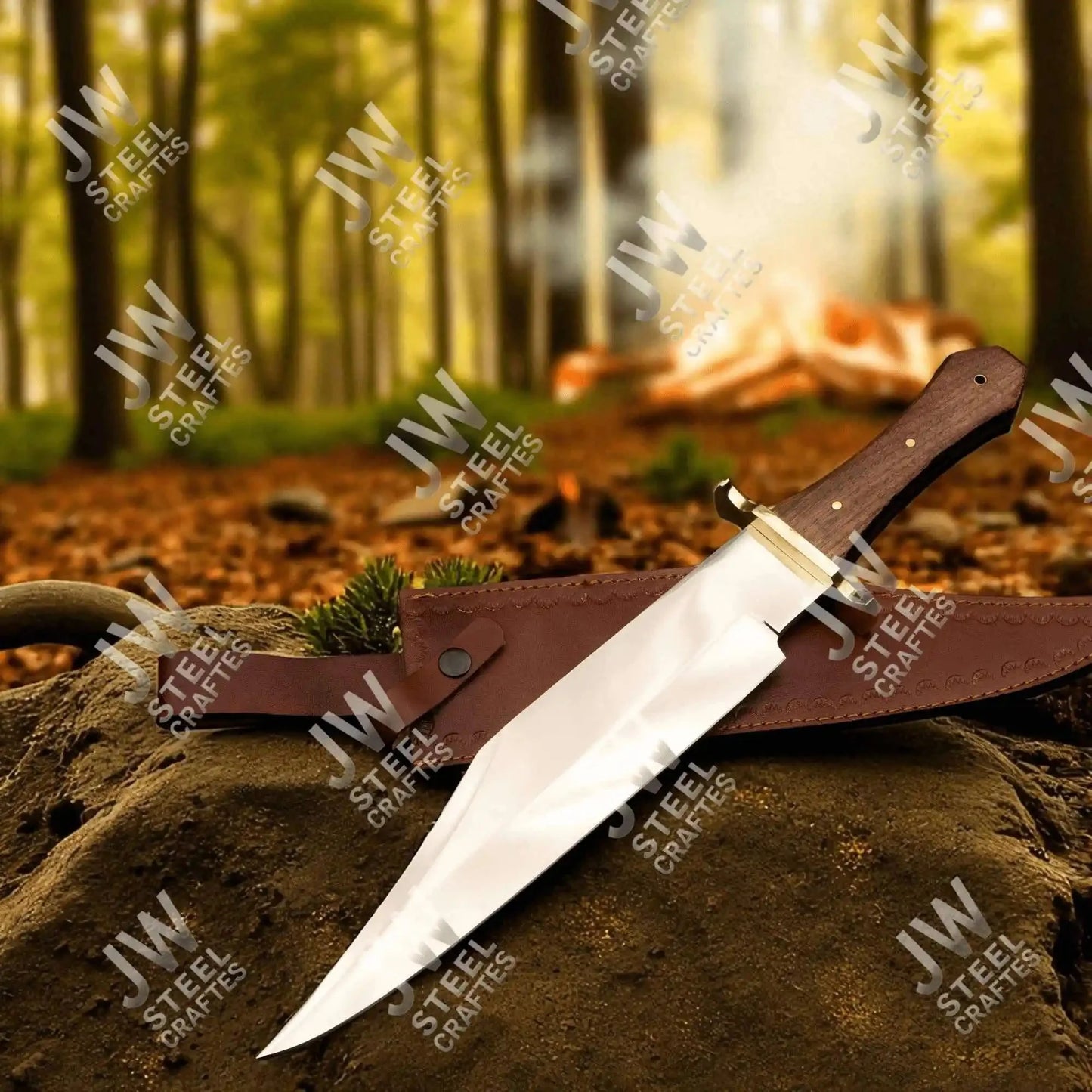 Clip Point High Carbon Steel Bowie Knife, Hand Forged, Rosewood Handle