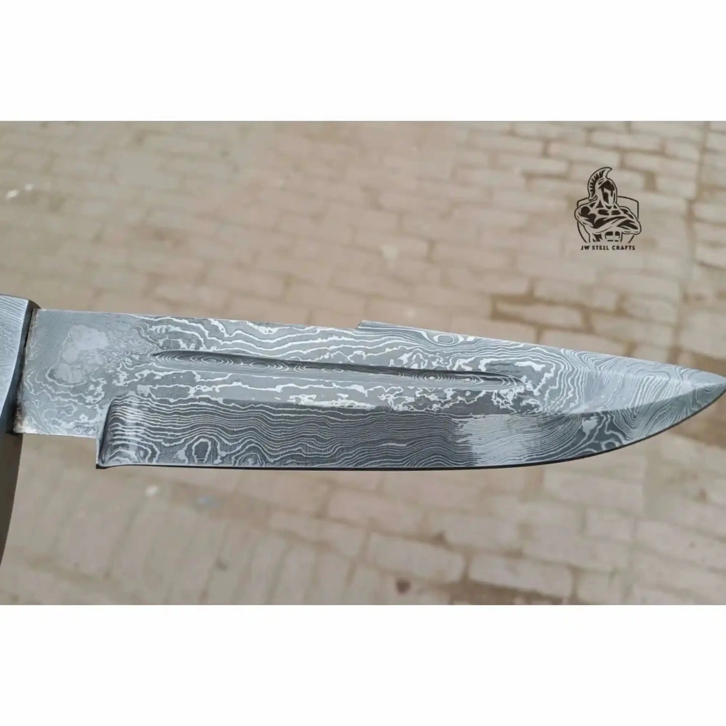 Handmade Damascus Clip Point Bowie Knife, Custom Resin Handle Bowie, Modern Bowie Knife with Leather Sheath, JW SteelCrafts
