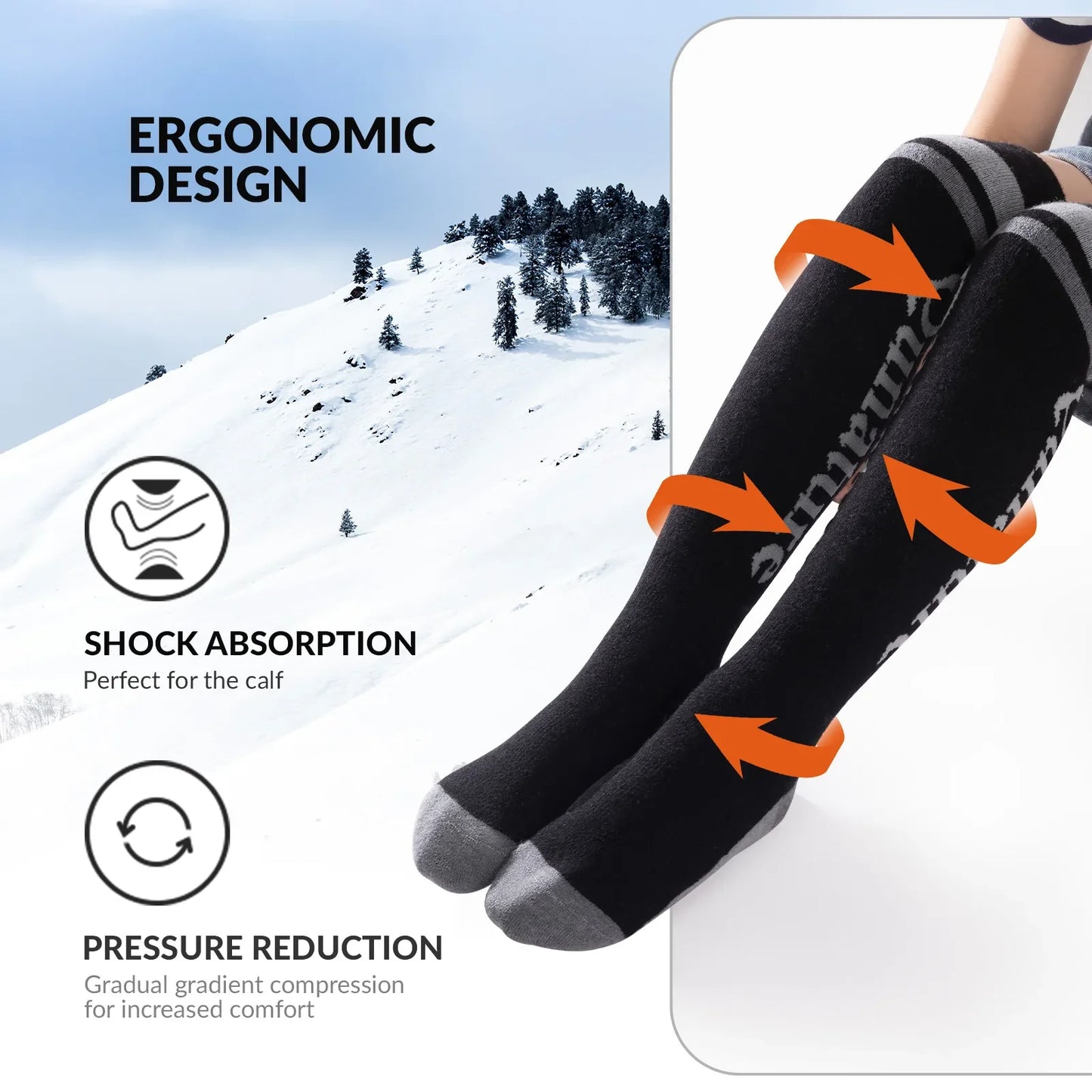 Kids Wool Blend Ski Socks, Cold Weather Knee-high Warm Socks for Winter