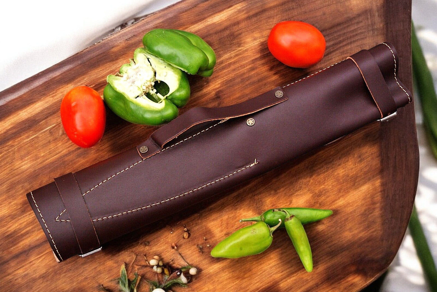 Handmade Damascus Kitchen Knives Set with Exotic Wood Handles